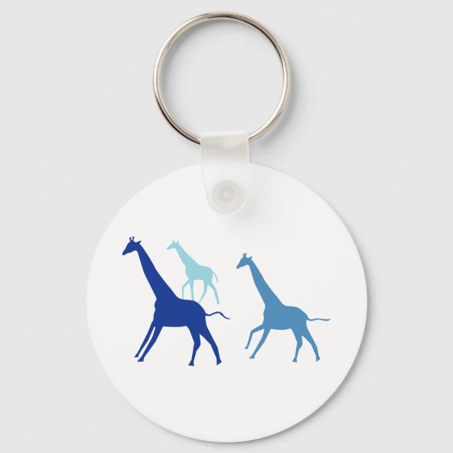 Porte-clés Courir la girafe (bleue) (Recto)