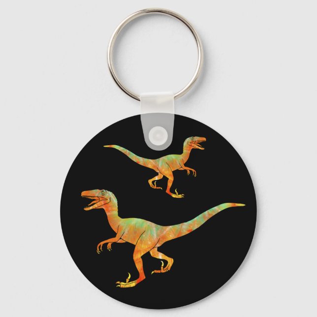 Porte-clés Courir Velociraptor Scary Jurassic Dinosaur Art (Recto)