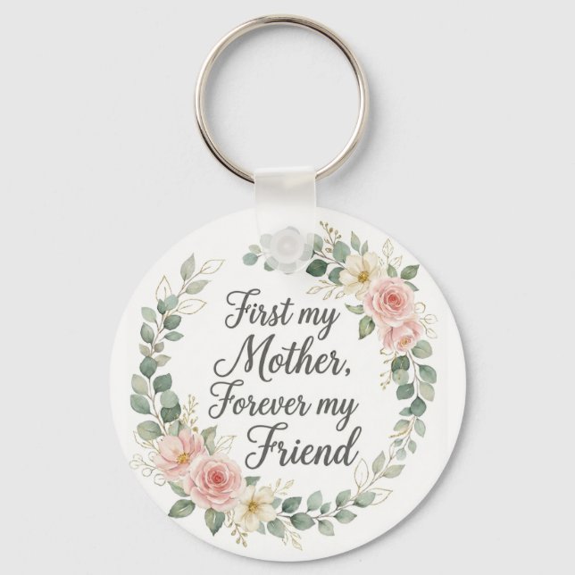 Porte-clés Couronne botanique romantique Cadeau de citation d (Recto)