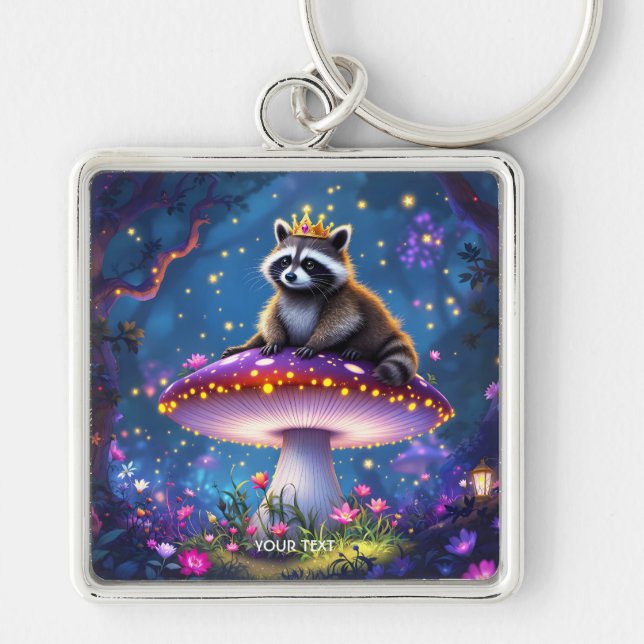 Porte-clés Couronne de champignon de raton laveur mignon de f (Devant)
