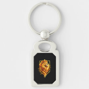 Porte-clés Couronne de lion de feu géométrique