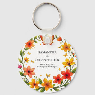 Porte-clés Couronne de papillons floraux Mariage Texte person