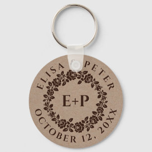 Porte-clés Couronne de rose intégrée sur mariage en papier kr