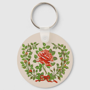Porte-clés Couronne de roses rouges vintage Art floral de sal