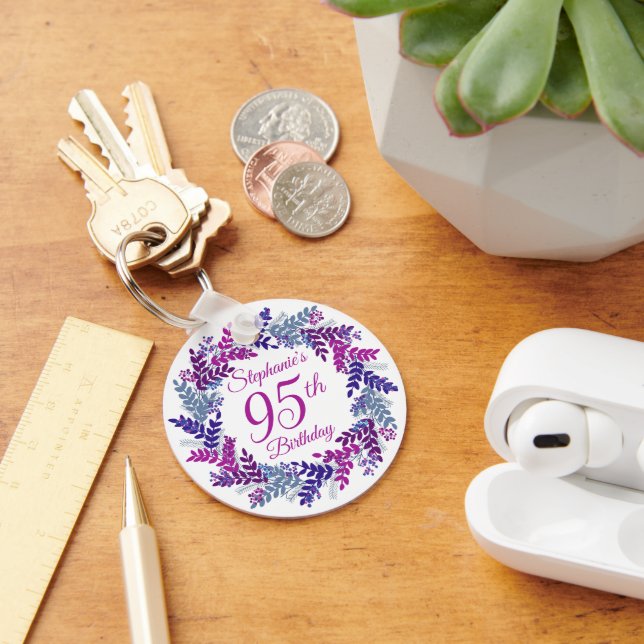 Porte-clés Couronne élégante violette 95e anniversaire (Bureau)