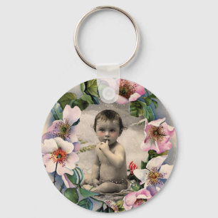 PORTE-CLÉS COURONNE FLEURIE, MODÈLE DE PHOTO DE BABY SHOWER R