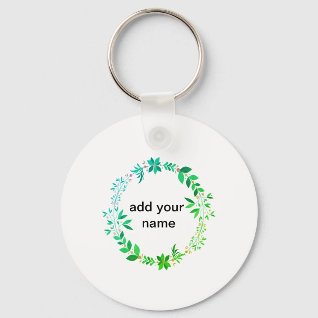 Porte-clés couronne florale orange jaune vert ajouter nom (Recto)