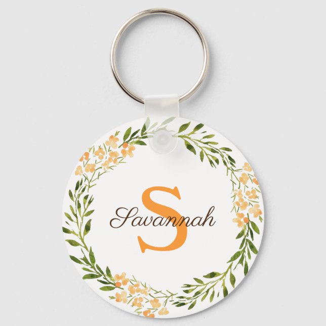 Porte-clés Couronne florale personnalisée (Recto)
