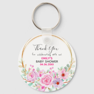 Porte-clés Couronne florale rose jolie Remerciement Baby Show