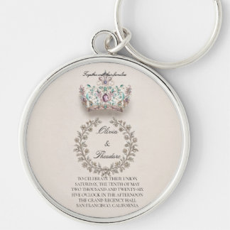 Porte-clés Couronne florale royale améthyste et sarcelle