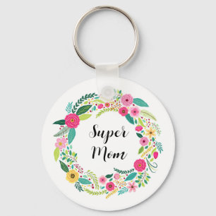 Porte-clés Couronne florale rustique colorée