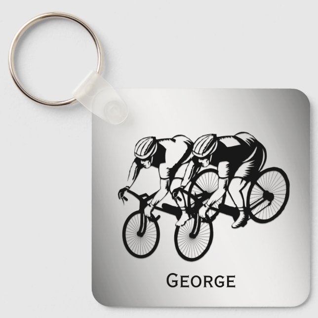 Porte-clés Course de vélo argent personnelle (Recto)