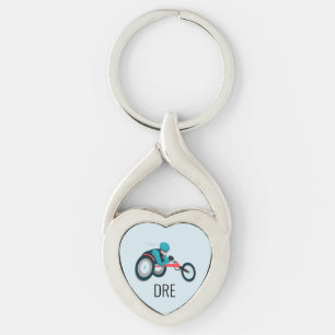 Porte-clés Course en fauteuil roulant