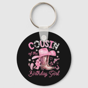 Porte-clés Cousine de la fille d'anniversaire Cowgirl rose We