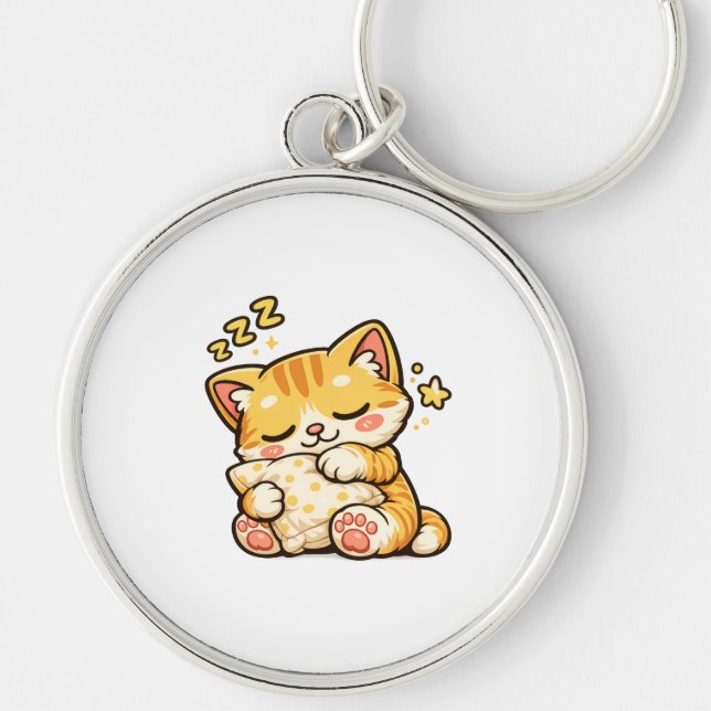 Porte-clés Coussin de chat endormi mignon (Devant)