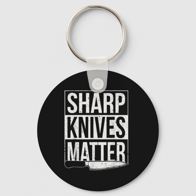 Porte-clés Couteaux Sharp, Cuisinier Drôle Chef Culinaire Drô (Recto)