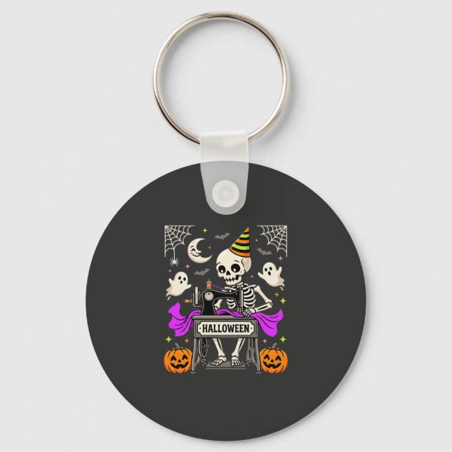 Porte-clés Couture de squelette d'Halloween Fantôme Citrouill (Recto)