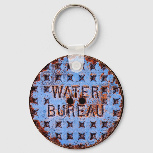 Porte-clés Couvercle de trou d'homme d'eau. Rustique. Califor (Recto)