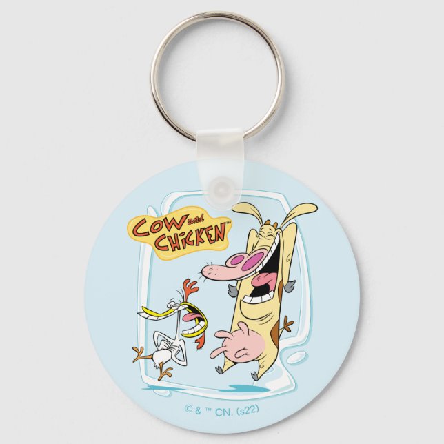 Porte-clés Cow and Chicken Laughing Graphic (Recto)
