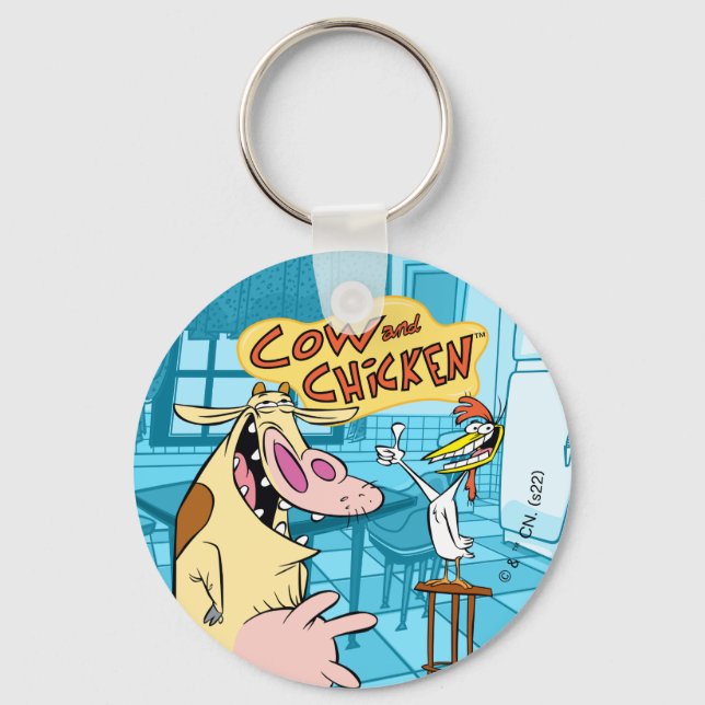 Porte-clés Cow and Chicken Smiling Graphic (Recto)