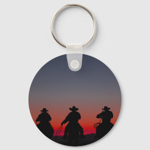 Porte-clés cowboy au coucher du soleil