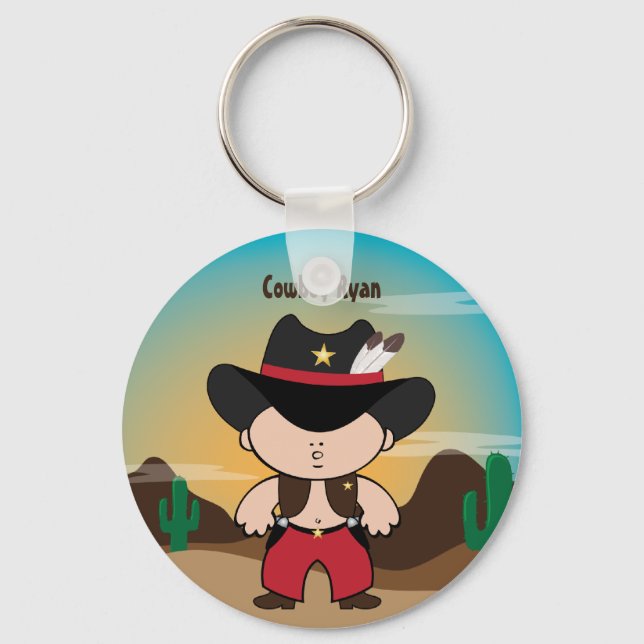 Porte-clés Cowboy avec casquette shérif Porte - clé (Recto)
