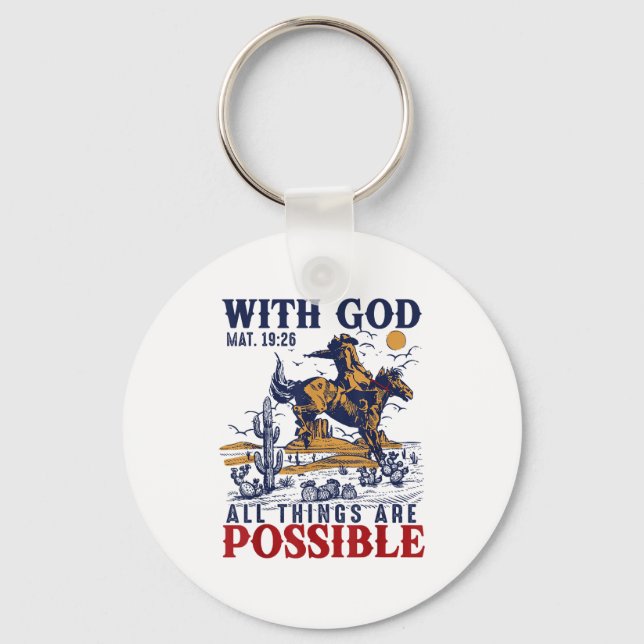 Porte-clés Cowboy Bible Scripture Verse Western Jesus For Men (Recto)