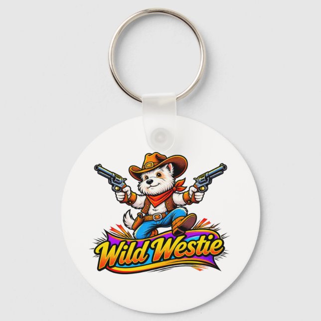 Porte-clés Cowboy Chien Westie (Création Originale (Recto)