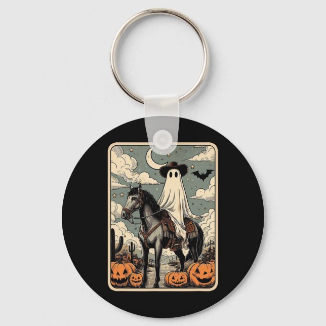 Porte-clés Cowboy Ghost Riding Horse Funny Tarot Card Hallowe (Recto)