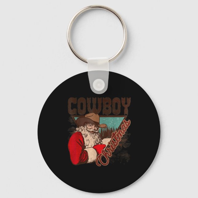 Porte-clés Cowboy Santa Claus Merry Christmas Western Country (Recto)