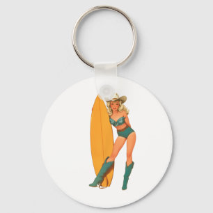 Porte-clés Cowgirl Côtière Occidentale Country Surfing Surfeu