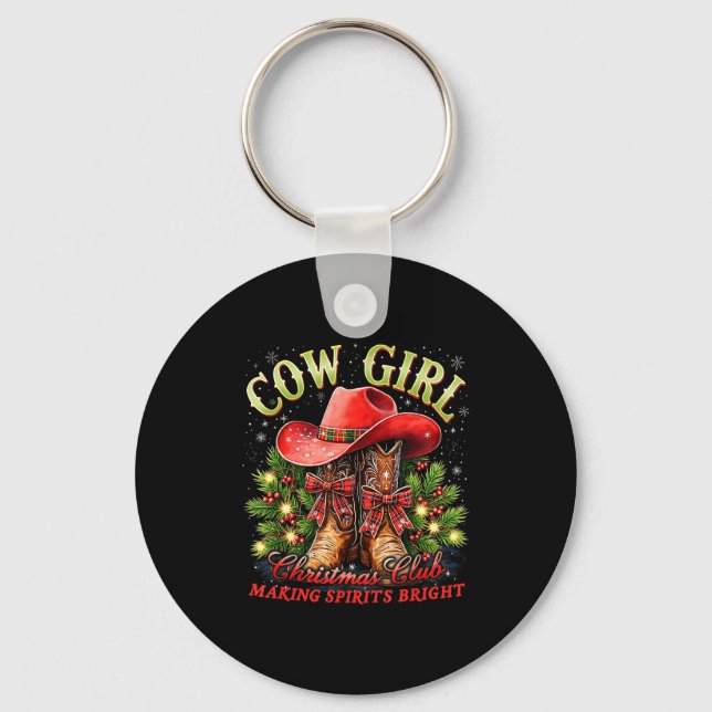 Porte-clés Cowgirl Howdy Christmas Y'all Xmas Wild West Coque (Recto)