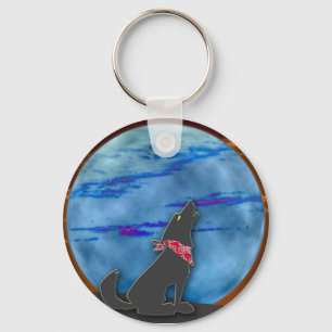 Porte-clés Coyote Howling at the Blue Moon