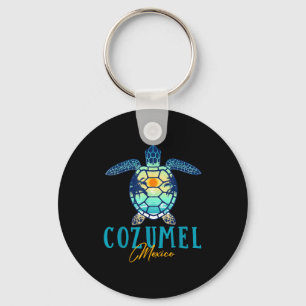 Porte-clés Cozumel Mexique Tortue de mer Palmier Coucher de s