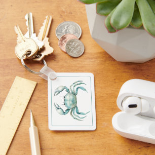 Porte-clés Crabe aquarelle côtier personnalisé