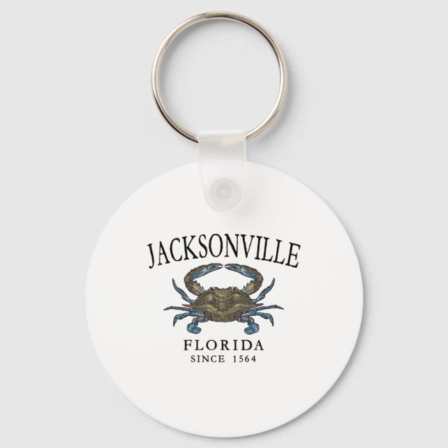 Porte-clés Crabe Bleu De Jacksonville Depuis 1564 Arché Noir (Recto)