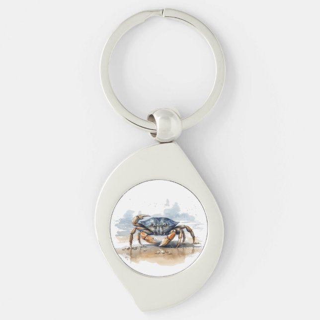 Porte-clés Crabe de plage à l'aquarelle (Devant)
