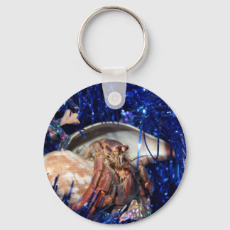 Porte-clés Crabe d'Hermite avec teinte de Noël bleue