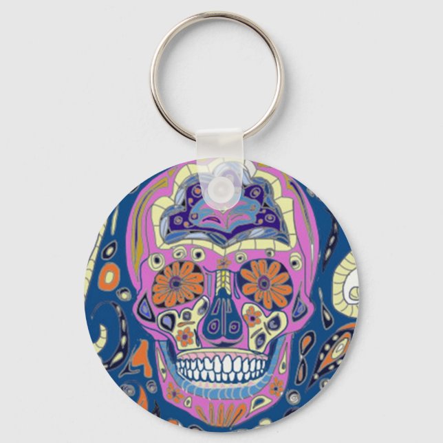 Porte-clés Crâne à motif de style de tatouage (Recto)