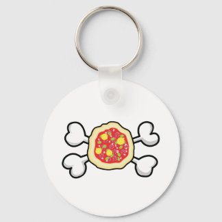 Porte-clés crâne à pizza et os croisés