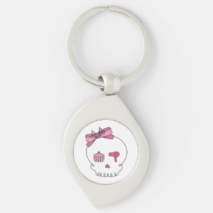 Porte-clés Crâne accessoire de cheveux (rose de détail d'arc)