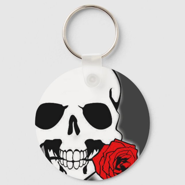 Porte-clés Crâne avec Rose (Recto)