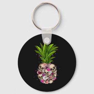 Porte-clés Crâne d'ananas amusant Plages d'Aloha Hawaï Hawaï