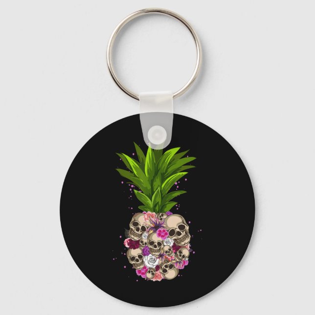 Porte-clés Crâne d'ananas amusant Plages d'Aloha Hawaï Hawaï  (Recto)