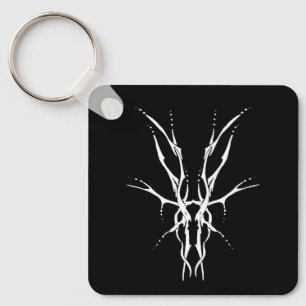 Porte-clés Crâne de cerf tribal noir et blanc pour la chasse