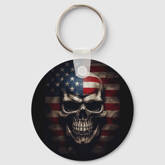 Porte-clés Crâne de drapeau américain  (Recto)