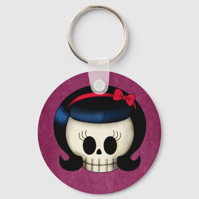 Porte-clés Crâne de la fille Rockabilly (Recto)