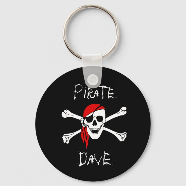 Porte-clés crâne de pirate noir avec os croisés Ca (Recto)