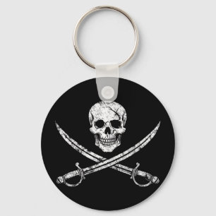 Porte-clés Crâne de pirate os croisés épée jolly roger