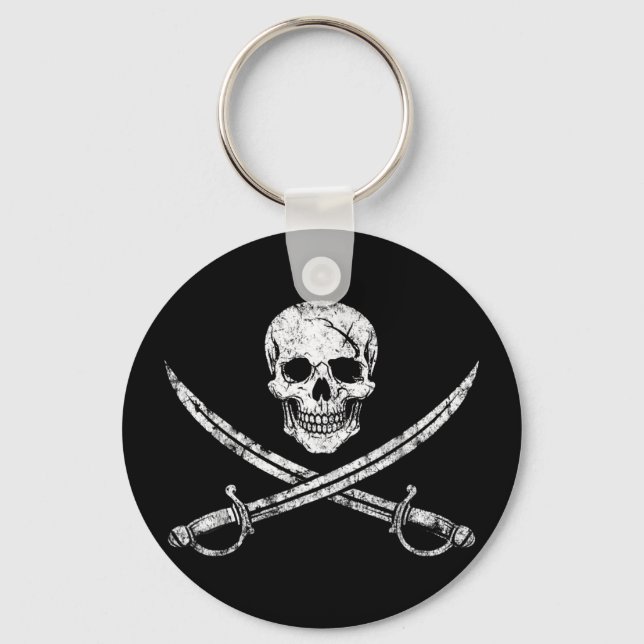 Porte-clés Crâne de pirate os croisés épée jolly roger (Recto)